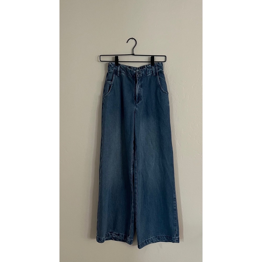 YFB Young Fabulous & Broke Wide Leg Pants Denim High Rise Elastic Waist‎